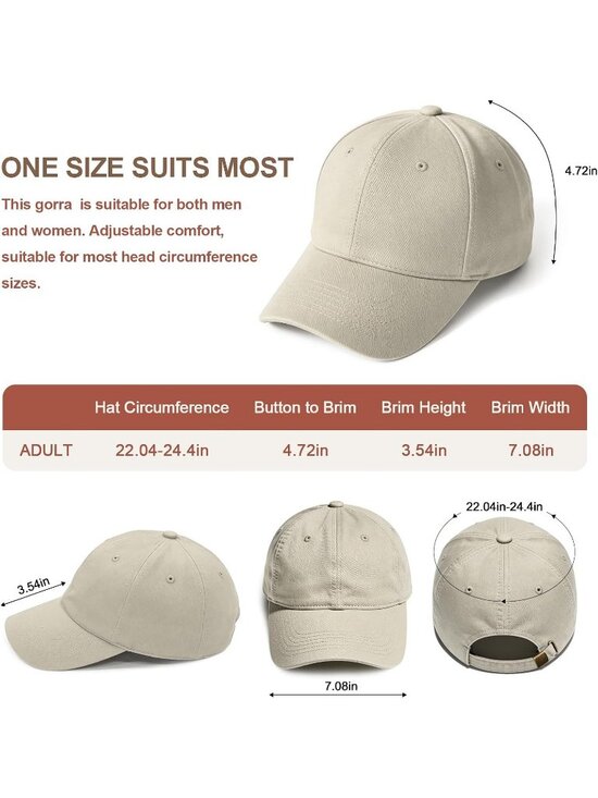 Unisex Beige 1 Adjustable Low Profile Base Ball Cap Vintage Hat for Daily Use main image 7